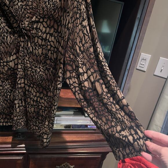 Chico's Traveler Leopard Print Shirt Sz 3 XL Art-to-Wear Animal 3/4 Sleeve Wrap - Picture 10 of 13